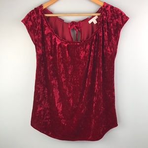 3/$14 LC Lauren Conrad Size S Red Crushed Velvet sleeveless blouse